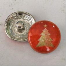 20mm Noosa Style Christmas Tree on Red Enamel Snap Chunks - Each