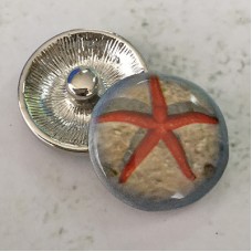 20mm Noosa Style Red Starfish on Sand Enamel Snap Chunks - Each