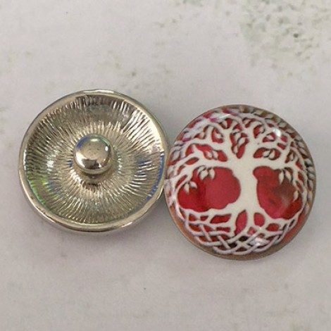 20mm Noosa Style Tree of Life on Red Enamel Snap Chunks