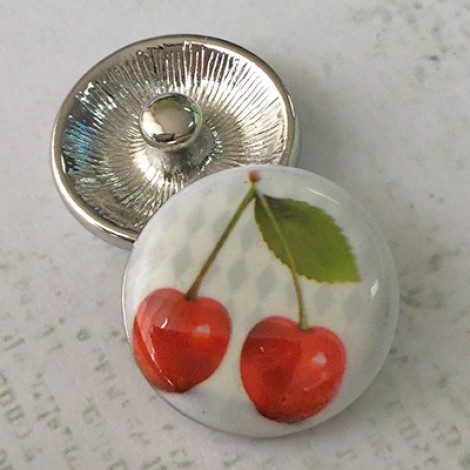 20mm Noosa Style Red Cherries Enamel Snap Chunks