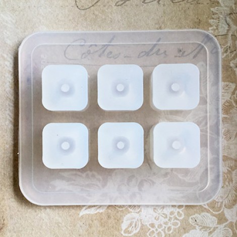16mm x 6 Compartment Food Grade Silicone Bicone Resin Bead Mould w-Hole