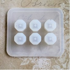 12x13mm x 6 Compartment Food Grade Silicone Faceted Cube Resin Bead Mould w-Hole