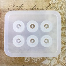 12x14.5mm x 6 Compartment Food Grade Silicone Oval Shaped Resin Bead Mould w-Hole