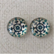 12mm Art Glass Backed Cabochons  - Snowflake Design 11