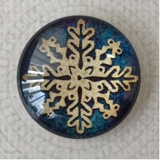 25mm Art Glass Backed Cabochons - Snowflake Design 3