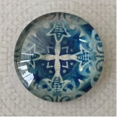 25mm Art Glass Backed Cabochons - Snowflake Design 4 - Each