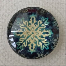 25mm Art Glass Backed Cabochons - Snowflake Design 7 - Each