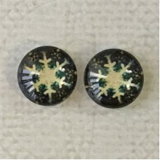 10mm Art Glass Backed Cabochons - Snowflake 1