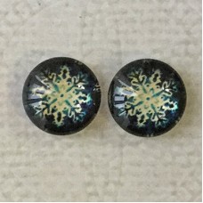 10mm Art Glass Backed Cabochons - Snowflake 7