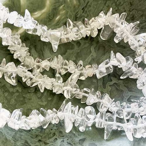 Natural Crystal Quartz Medium Chip Beads - per 34" Strand (85cm)