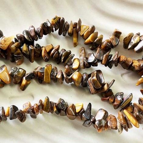 Medium Tigereye Gemstone Chips - 34 inch Strand (85cm)