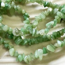 Medium Green Aventurine Gemstone Chips - 34 inch Strand (85cm)