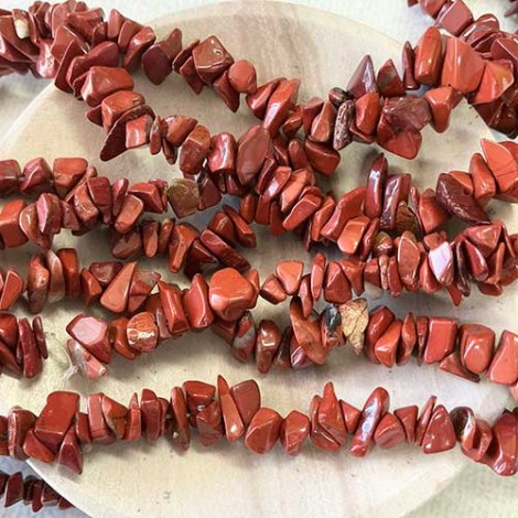 Medium Red Jasper Gemstone Chips - 36in Strand Medium Red Jasper Gemstone Chips - 36in Strand