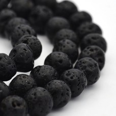 6mm Black Lava Rock Round Beads