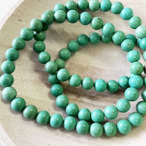 4mm Green Magnesite Round Gemstone Beads - 16 inch strand