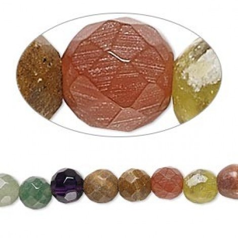 6mm Faceted Mixed Gemstone & Glass Bead Strands