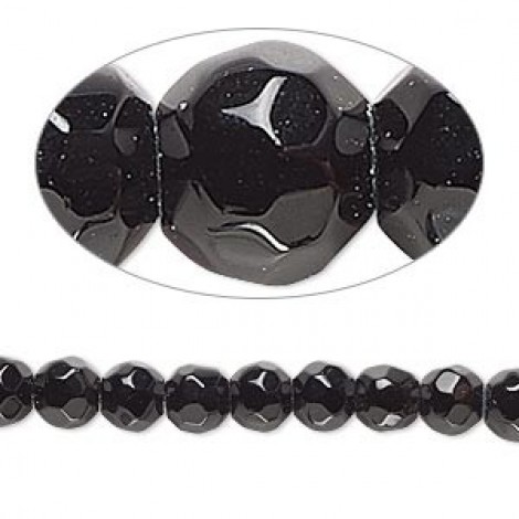 6mm Faceted Black Obsidian Round Beads