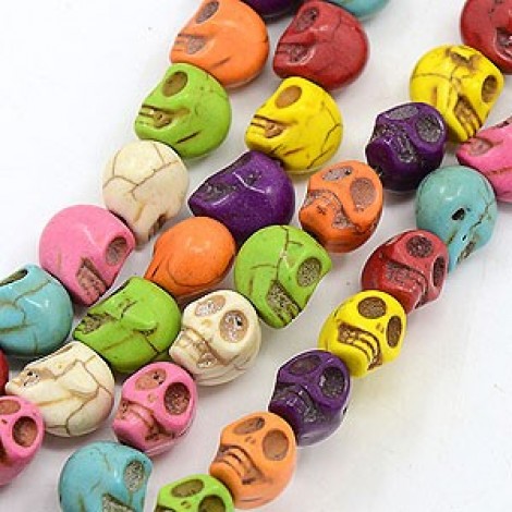 8x10mm Howlite Mixed Colour Skull Beads - Pack of 17 beads