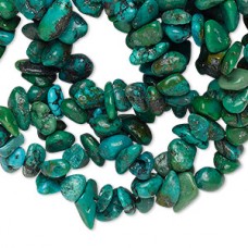 Turquoise Small Chip Strands - dyed + stabilised blue, green, green-brown - 86cm strands