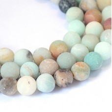 8mm Frosted Amazonite Gemstone Beads - Strand