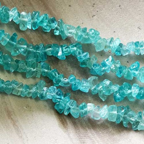 Small Natural Apatite Gemstone Chips - 34 inch (85cm) strand