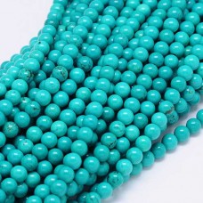6mm Natural Turquoise Magnesite Round Gemstone Bead Strands