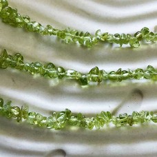 Small Peridot Gemstone Chips - 18in Strand