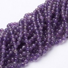 4mm Natural Amethyst Round Gemstone Beads - strand