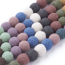 12mm Round Synthetic Lava Beads - Mixed Colours
