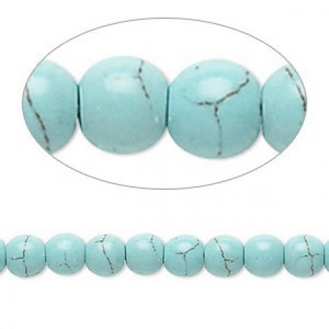 5-6mm Blue-Green Magnesite Round Beads