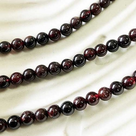 5mm Dark Red Garnet Round Gemstone Beads - 15-16in strand