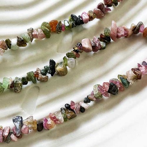 Small Natural Tourmaline Gemstone Handcut Chips - 13 inch (32cm) strand