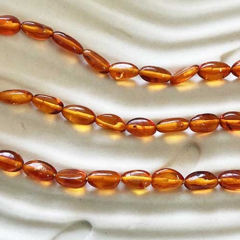 7x4mm Handcut Oval B Grade Quality Baltic Amber Beads - Per 16 inch strand (40cm)