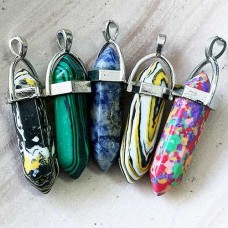 40-42mm Mixed Gemstone Point Pendants - Pack of 5 Assorted - Set 1