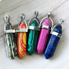 40-42mm Mixed Gemstone Point Pendants - Pack of 5 Assorted - Set 2
