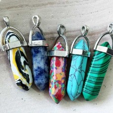40-42mm Mixed Gemstone Point Pendants - Pack of 5 Assorted - Set 3