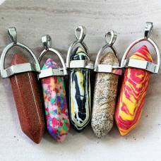40-42mm Mixed Gemstone Point Pendants - Pack of 5 Assorted - Set 4