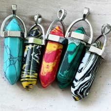 40-42mm Mixed Gemstone Point Pendants - Pack of 5 Assorted - Set 5