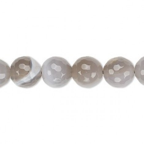 10mm Faceted Grey Agate Gemstone Beads