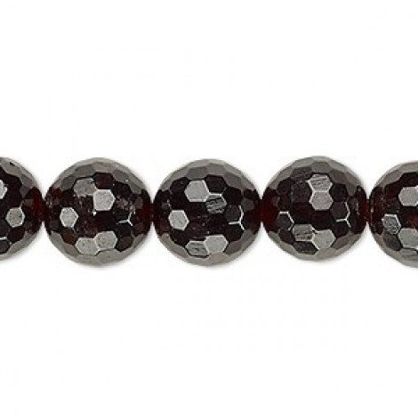 12mm Faceted Garnet Gemstone Round Beads