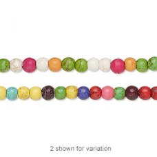 4mm Imitation Howlite Mixed Colour Round Beads - Strand