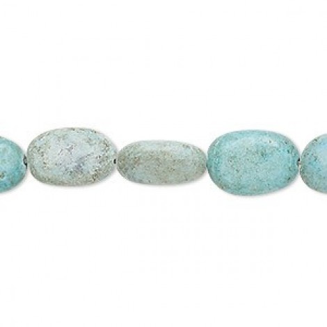Small Teal Green Magnesite Flat Nugget Gemstone Beads