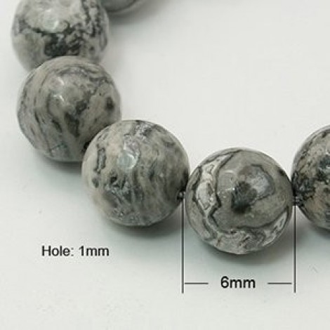 6mm Natural Marble Faceted Gemstone Beads - strand