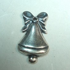 25mm Christmas Bell Sterling Silver Plated Charms - pack of 2
