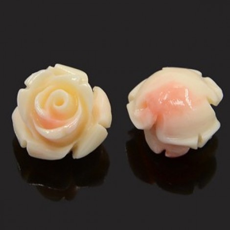 14mm Carved Faux Coral Rose Beads