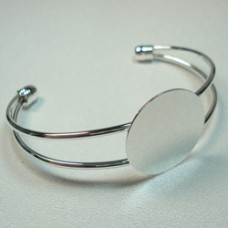 Silver Plated Bracelet Cuff with 25mm Flat Pad