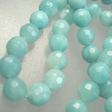 6mm Faceted Round Natural (Dyed) Amazonite Gemstone Beads