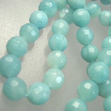 6mm Faceted Round Natural (Dyed) Amazonite Gemstone Beads