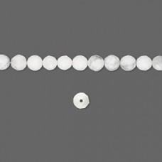6mm White Howlite Natural Gemstone Faceted Round Beads - Strand