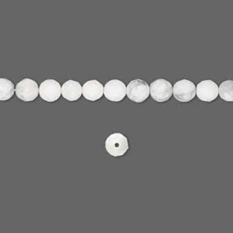 6mm White Howlite Natural Gemstone Faceted Round Beads - Strand 6mm White Howlite Natural Gemstone Faceted Round Beads - Strand